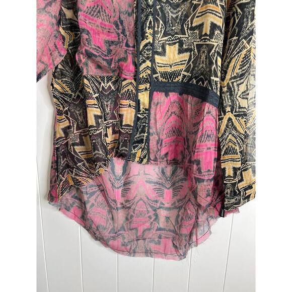 One Teaspoon Kaleidoscope Lunar Shirt High/Low Sheer Size Med NWT - Picture 6 of 11